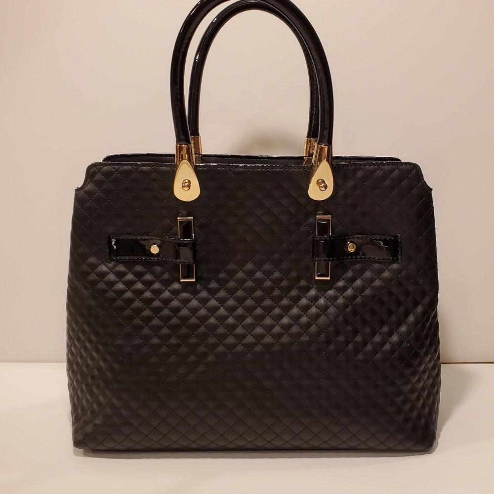 Gianni Bini Black Quilted Leather Handbag